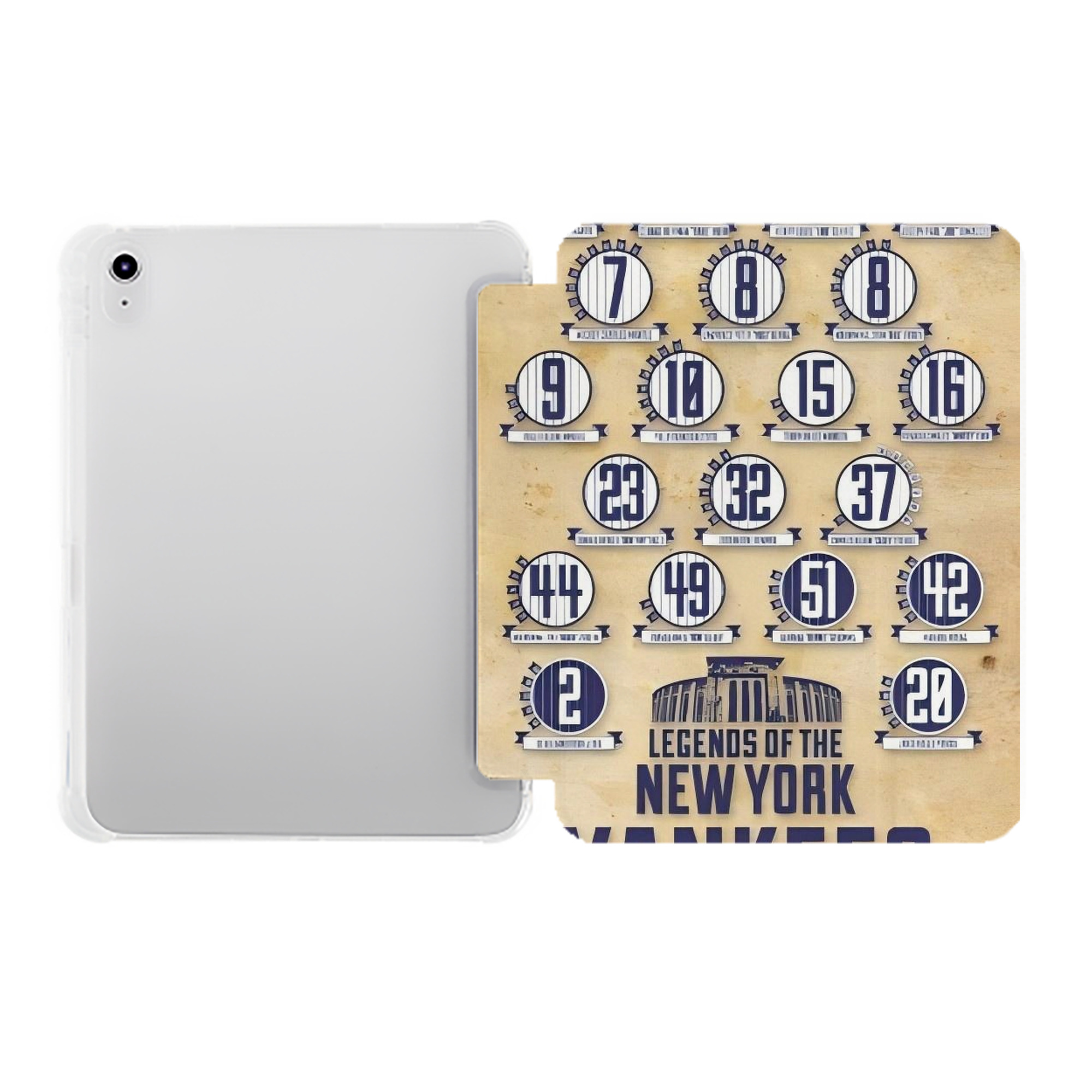 New York Yankees 339 Premium Tri-Fold PU Leather & Silicone IPad Case With Pencil Slot – Fits 9.5,10.5,10.9 – Adjustable Stand, Slim, Protective